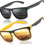 CoolBlauza Fahrradbrille 2 Stück Sonnenbrille für Herren Damen Polarisierte/Radfahren, (2-St., Fahren Angeln Klettern Outdoor-Sportarten Strand Sonnenbrillen), langlebig, leicht und polarisiert sind