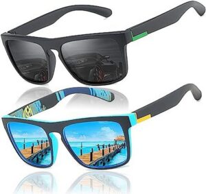 CoolBlauza Fahrradbrille 2 Stück Sonnenbrille für Herren Damen Polarisierte/Radfahren, (2-St., Fahren Angeln Klettern Outdoor-Sportarten Strand Sonnenbrillen), langlebig, leicht und polarisiert sind