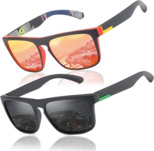 CoolBlauza Fahrradbrille 2 Stück Sonnenbrille für Herren Damen Polarisierte/Radfahren, (2-St., Fahren Angeln Klettern Outdoor-Sportarten Strand Sonnenbrillen), langlebig, leicht und polarisiert sind