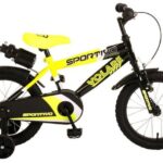 Volare Kinderfahrrad 14 Zoll Kinderfahrrad Kinder Bmx Fahrrad Rad Bike Sportivo Gelb 2044, 1 Gang, Rücktrittbremse, Stützräder, Schutzbleche, Trinkflasche