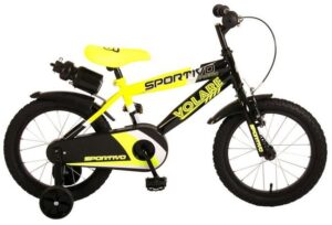 Volare Kinderfahrrad 14 Zoll Kinderfahrrad Kinder Bmx Fahrrad Rad Bike Sportivo Gelb 2044, 1 Gang, Rücktrittbremse, Stützräder, Schutzbleche, Trinkflasche