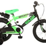 Volare Kinderfahrrad 14 Zoll Kinderfahrrad Kinder Bmx Fahrrad Rad Bike Sportivo Grün 2040, 1 Gang, Rücktrittbremse, Stützräder, Schutzbleche, Trinkflasche