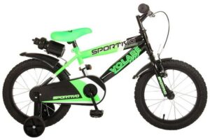 Volare Kinderfahrrad 14 Zoll Kinderfahrrad Kinder Bmx Fahrrad Rad Bike Sportivo Grün 2040, 1 Gang, Rücktrittbremse, Stützräder, Schutzbleche, Trinkflasche