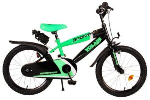 Volare Kinderfahrrad 18 Zoll Kinder Jungen Fahrrad BMX MTB Rad Bike Sportivo Grün 2070, 1 Gang, Rücktrittbremse, Seitenständer, Schutzbleche, Trinkflasche, Klingel