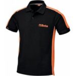 Poloshirt Top Line Aus Piqué-baumwolle In Schwarz/orange Größe S