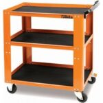 Trolley 80x45x90cm Mit 3 Orangefarbenen Regalen