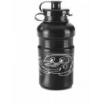 Schwarze babyflasche mit siebdruck