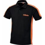 Poloshirt top line aus piqué-baumwolle in schwarz/orange