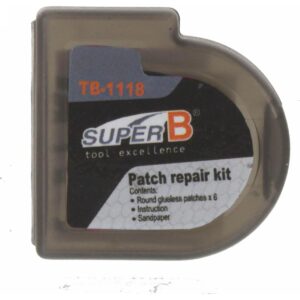 Reparaturset für Reifen Super B TB-1118 mit 6 selbstklebenden Patches und Schleifpapier – Bild 2