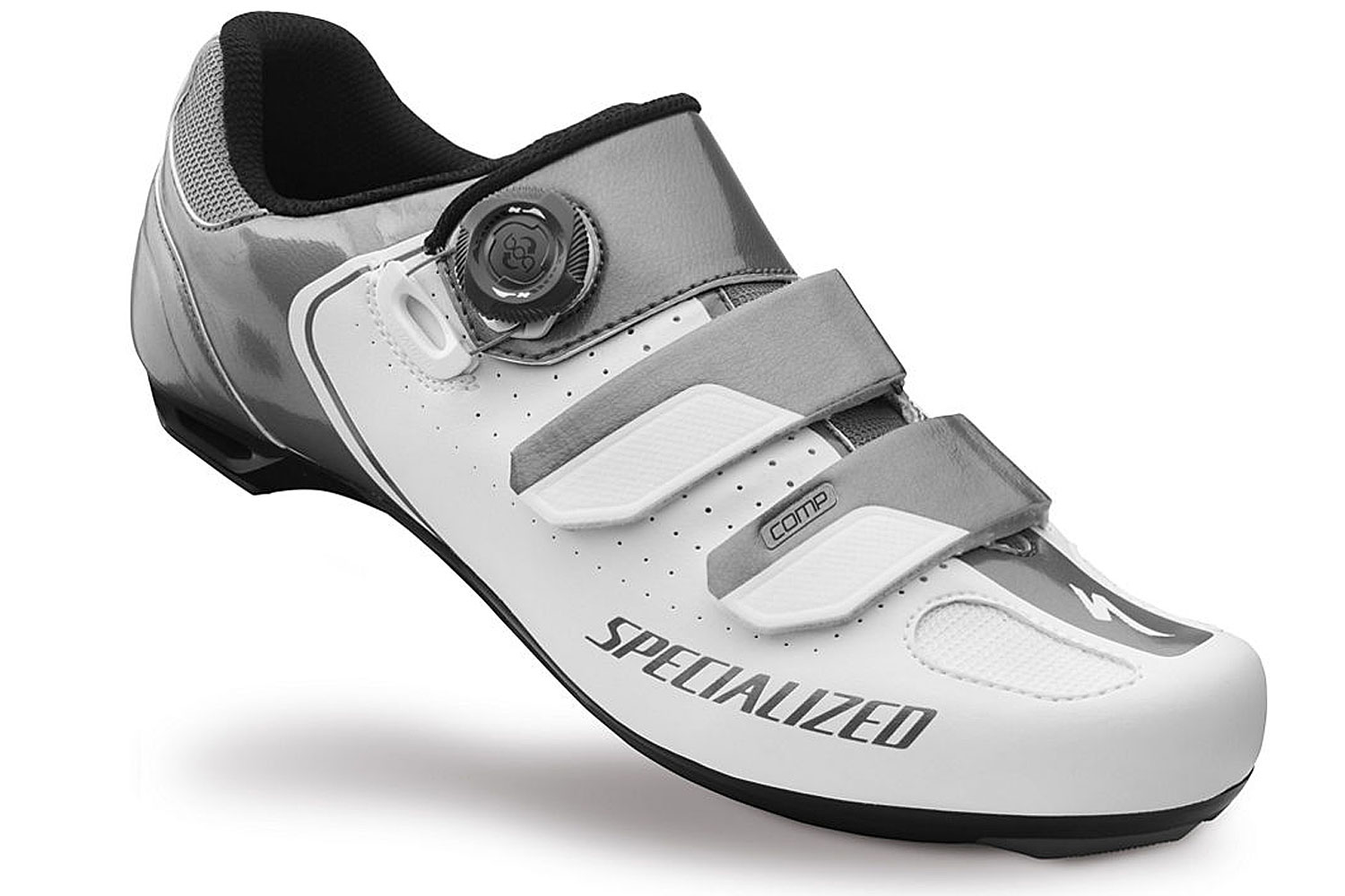 Specialized Comp Road-Schuhe:Die Specialized Schuhe Comp Road sind extrem steif und besonders einfach und hervorragend zu schliessen. Das?Boa?-Verschluss-System S2-SV ist besonders beliebt bei Rennrad- und Mountainbike Schuhen. Durch Drehen des Verschlusses wird das Obermaterial an den Fussr?cken angepasst. Ergebnis ist eine grossfl?chige Druckverteilung