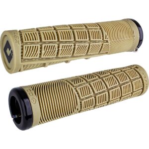 Odi Grips Reflex V2.1 Lock-On Beige mit schwarzen Klemmen 135 mm für BMX und MTB – Bild 2