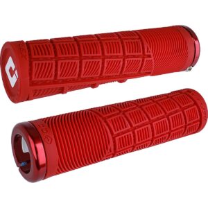 Odi Grips Reflex V2.1 Lock-On Rote Griffe mit Roten Klemmen 135mm für BMX und MTB – Bild 2