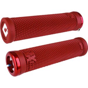 Odi Grips Ruffian XL V2.1 Lock-On Rot mit roten Klemmen 135mm für BMX und MTB – Bild 2