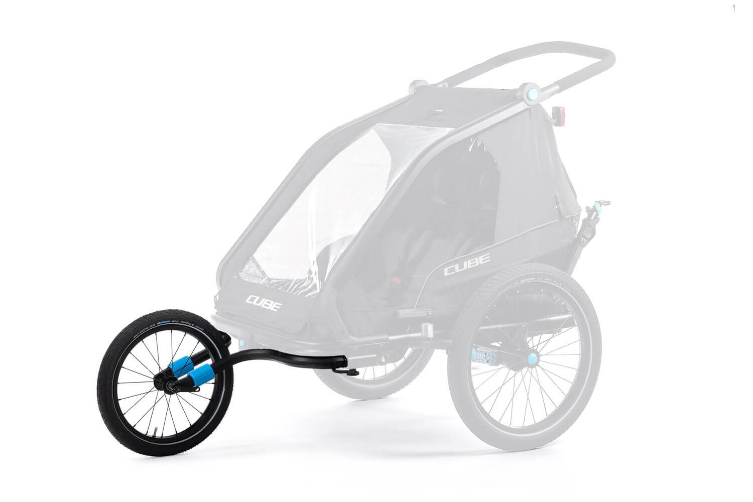 Cube Jogger Kit f?r Kinder Fahrradanh?nger Double Mal lieber Joggen oder Wandern statt Radfahren? Mit dem Cube Jogger Kit verwandelst du den Cube Fahrradanh?nger Double CMPT?im Handumdrehen in einme komfortablen Outdoor-Buggy. So bist du mit dem Kinder Fahrradanh?nger Double flexibel.Der Vorbau mit 16-Zoll Schwalbe Reifen ist einfach zu montieren.?Mit dem Cube Jogger Kit steht einem sportlichen Ausflug nichts merh im Wege. Das Cube Jogger Kit f?r den Kinder Fahrradanh?nger Double im Detail: einfache und unkomplizierte Befestigung kompatibel mit Double CMPT Fahrradanh?nger Mit Spureinstellung