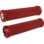 Odi Ruffian V2.1 Lock-On Griffe Rot mit roten Klemmen 135mm für BMX und MTB